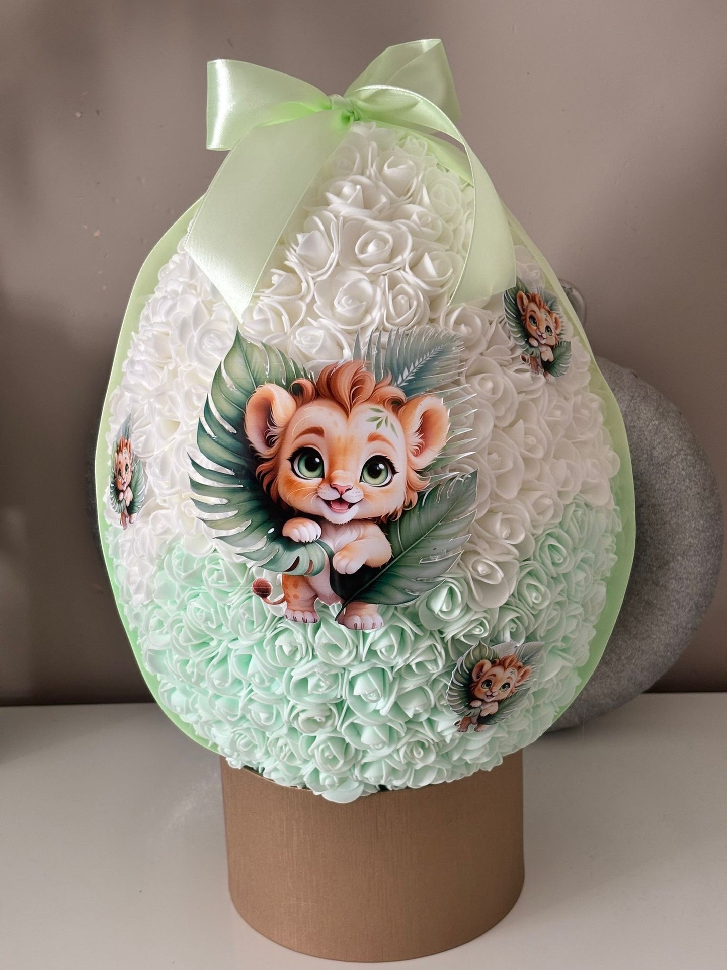 Œuf floral 20cm avec lapin 39cm